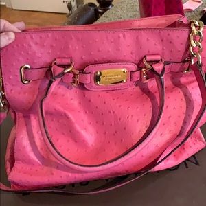 Micheal Kors Pink Ostrich Handbag
